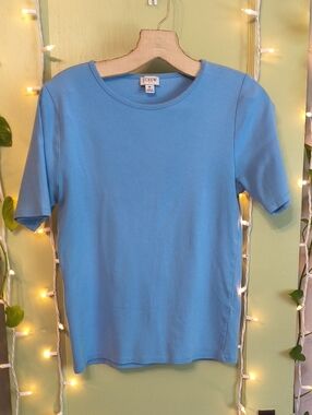 Women's J Crew Powder Sky Blue Basic 10" Sleeve T-shirt 👕 M